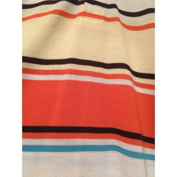 Design Lab Premium Polo Short Mens XL 3 Button Striped Multi Color Orange Yellow - Picture 9 of 12